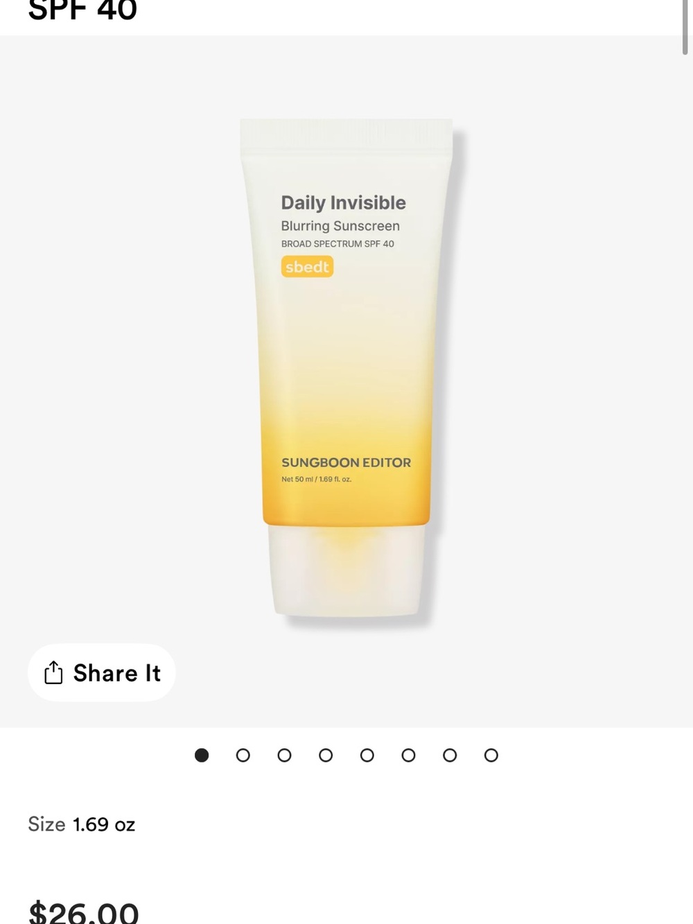 Sungboon Editor Daily Invisible Blurring Sunscreen SPF 40
